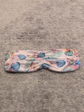 Kalokini Tropical Floral Bandeau Bikini Top Pastel Multicolor